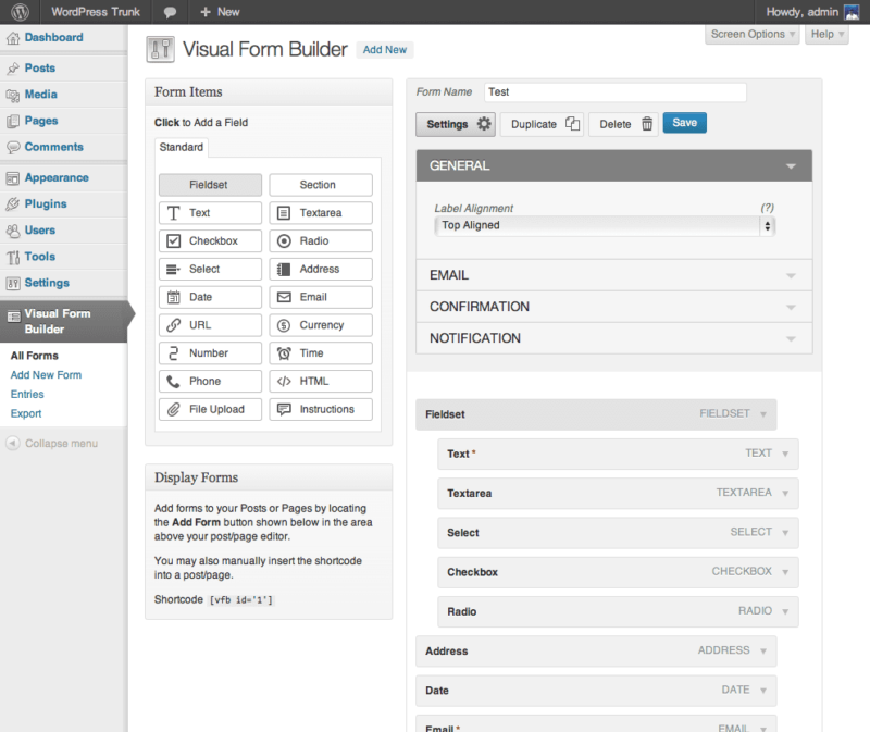 افزونه فرم ساز Visual Form Builder - افزونه ها